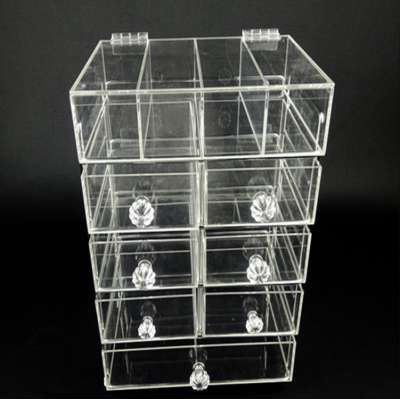 Manufacturer Customize 3 4 5 6 Drawer Countertop Clear Acrylic Cosmetic Large Makeup Organizer with Handle