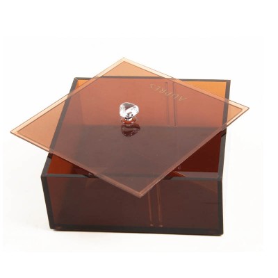 Factory New Design Brown Acrylic Storage Box Jewelry Display Case