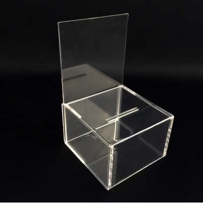 Wholesale Clear Acrylic Donation Suggestion Ballot Box with Assembled Backboard