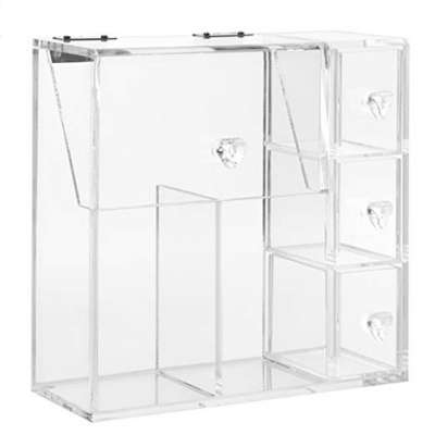 Clear Acrylic Makeup Organizer with Three Drawers for White Pearl